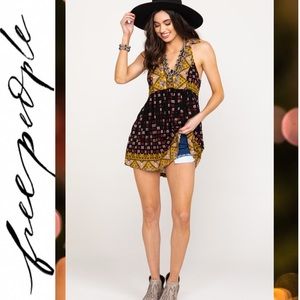 Free People Charlotte Mixed Print Top 🆕